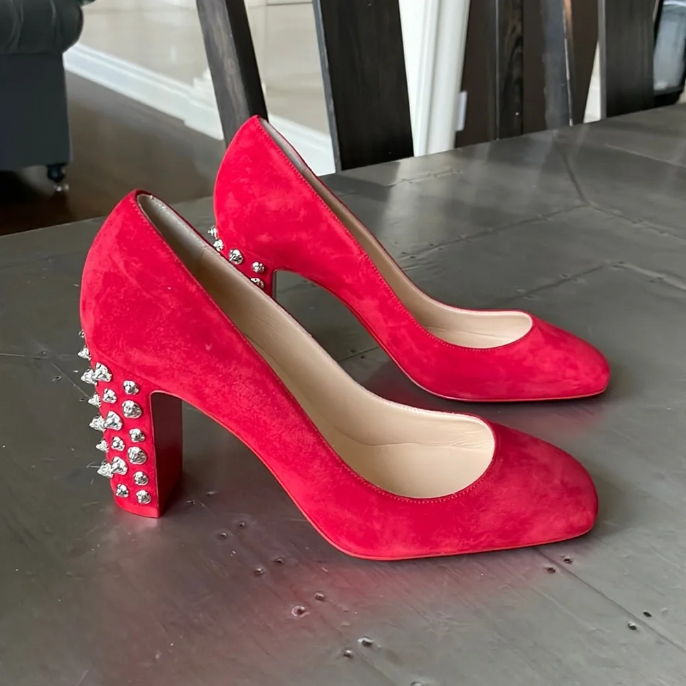 Christian louboutin Donna stud spikes loubi red silver pump 85mm sz 37